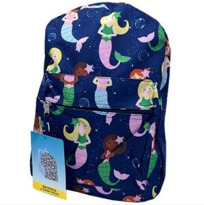 15" Mermaid Themed Backpack with Zipper Pockets